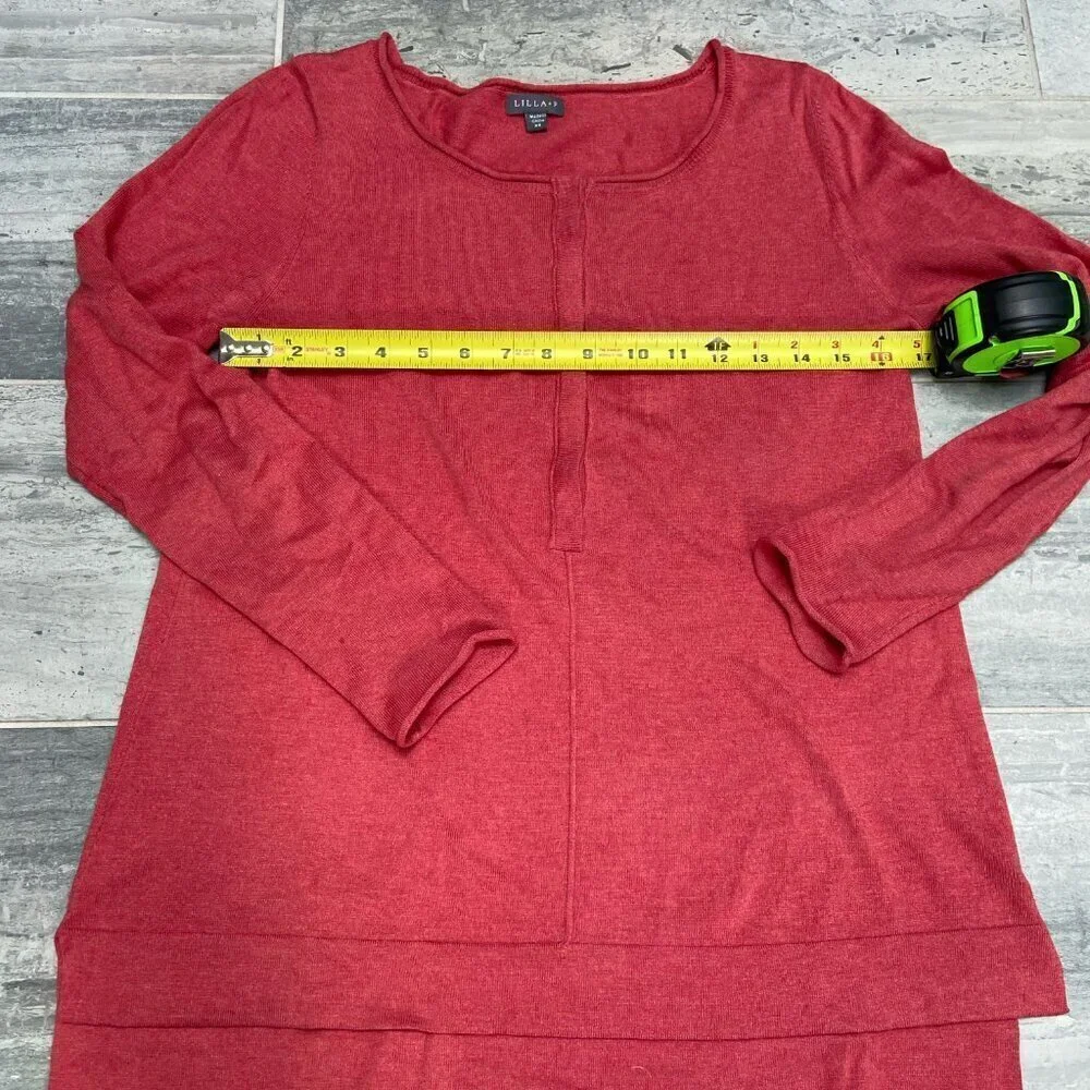 Lilla P Cashmere Cotton Blend Lightweight Pullover Sweater Tunic Coral Size XS